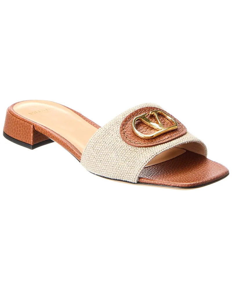Valentino Garavani VLogo Canvas & Leather Sandal Brown