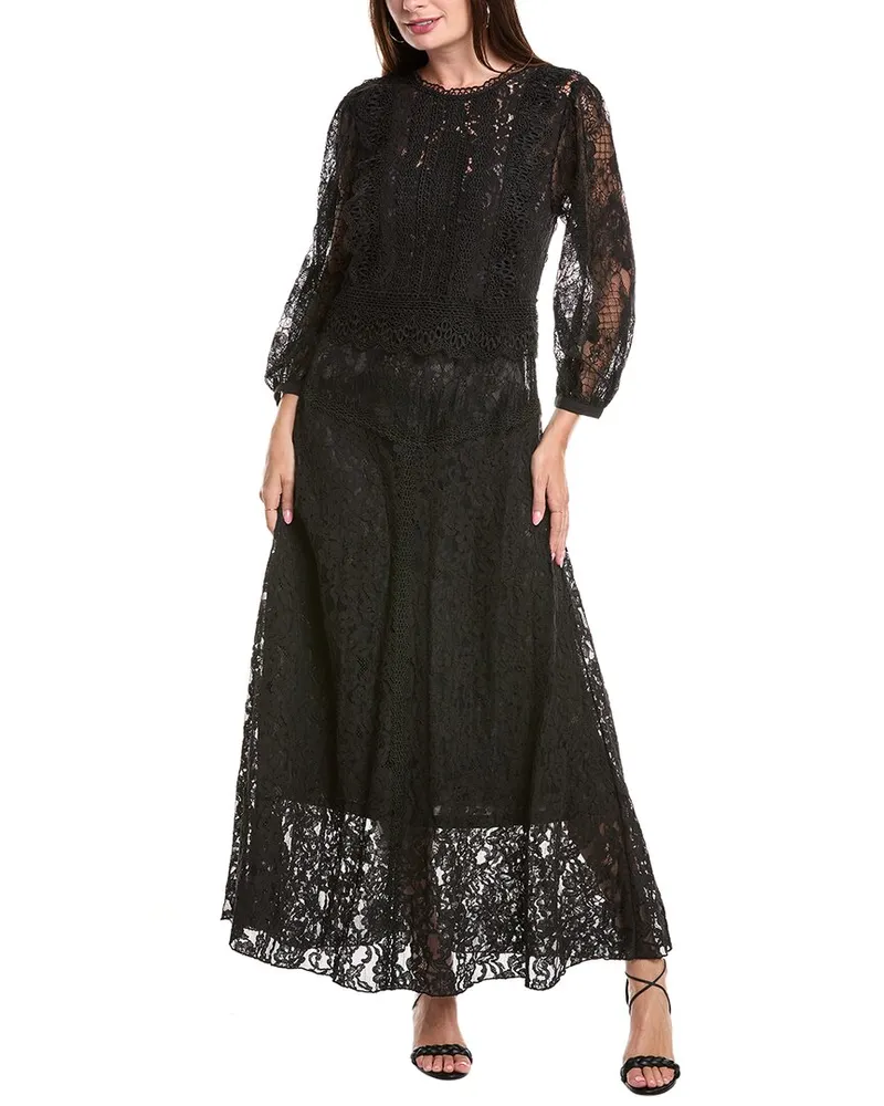 Johnny Was Thea Lace Maxi Dress Black