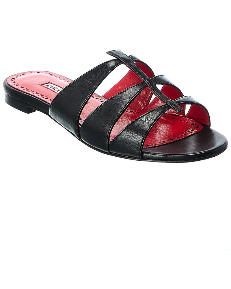 Manolo Blahnik Noorasan Leather Sandal Black