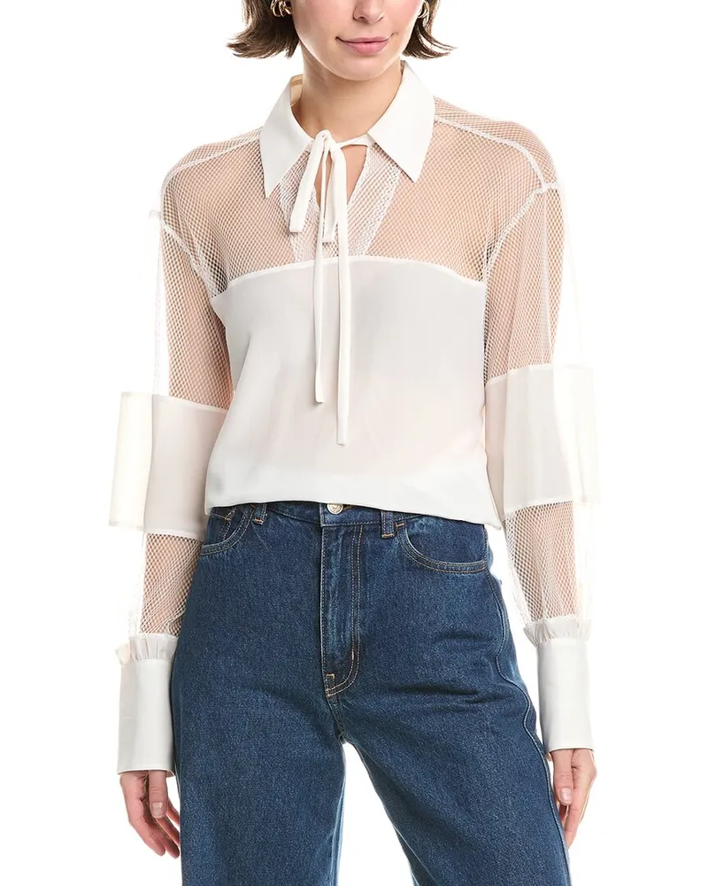 Rebecca Taylor Mesh Silk Blouse White