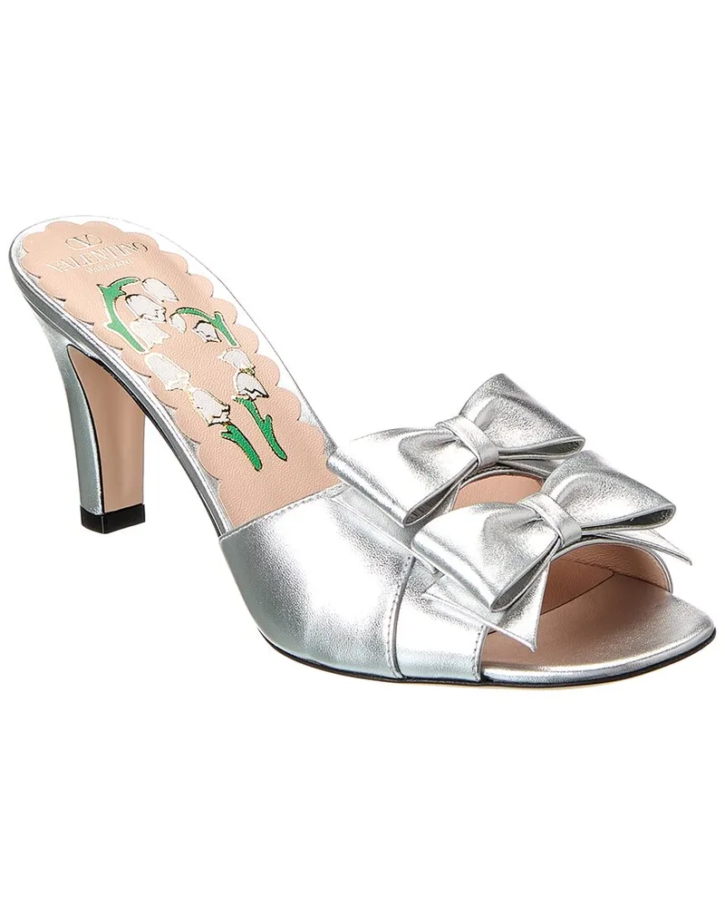 Valentino Garavani Bowow 80 Leather Sandal Silver