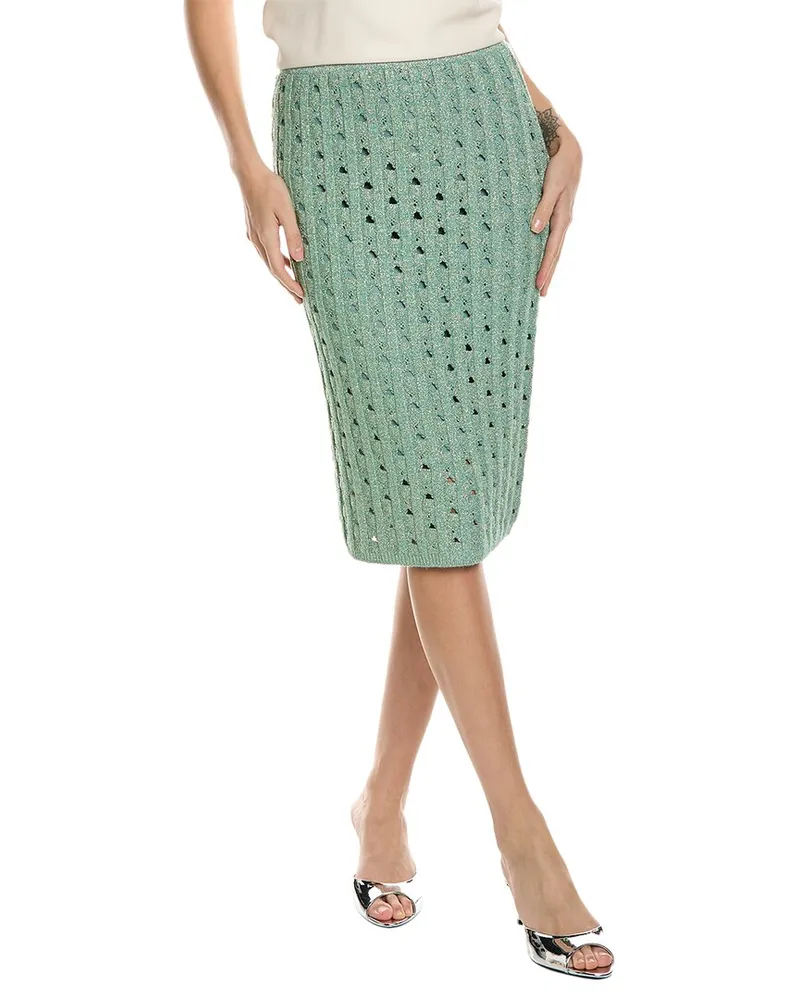ST. JOHN Crochet Skirt Green
