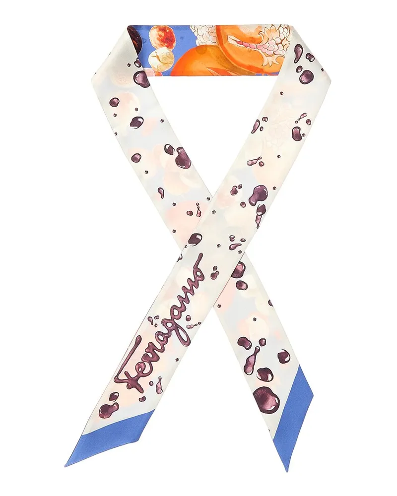 Ferragamo Printed Silk Scarf Blue