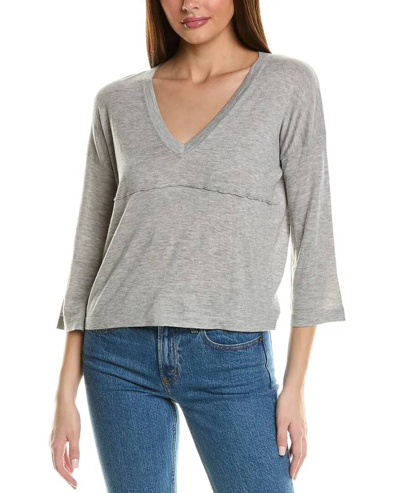 Autumn Cashmere Bell Sleeve Cashmere Sweater Grey