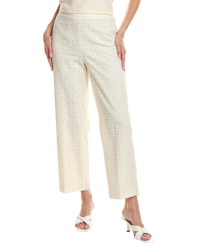 Anne Klein Pull-On Embroidered Pant White