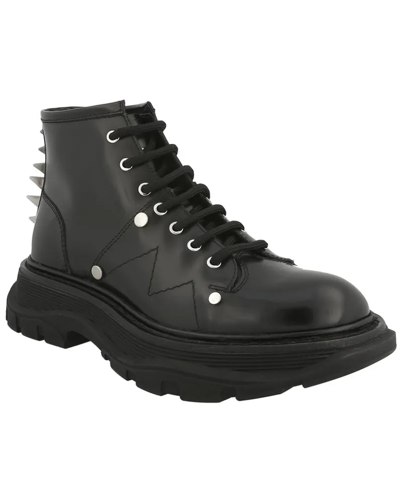 Alexander McQueen Tread Slick Leather Boot Black
