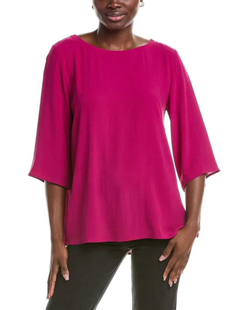 Eileen Fisher Ballet Neck Silk Top Nocolor