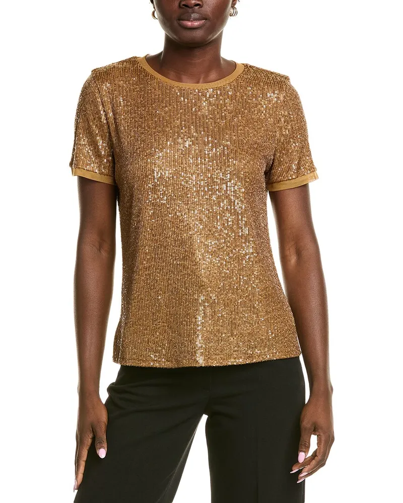 Anne Klein Banded T-Shirt Brown