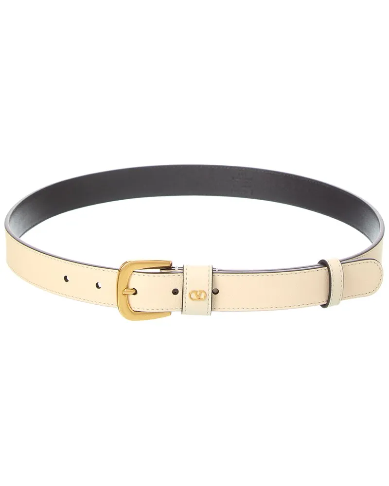 Valentino Garavani VLogo Signature Mini Leather Belt White
