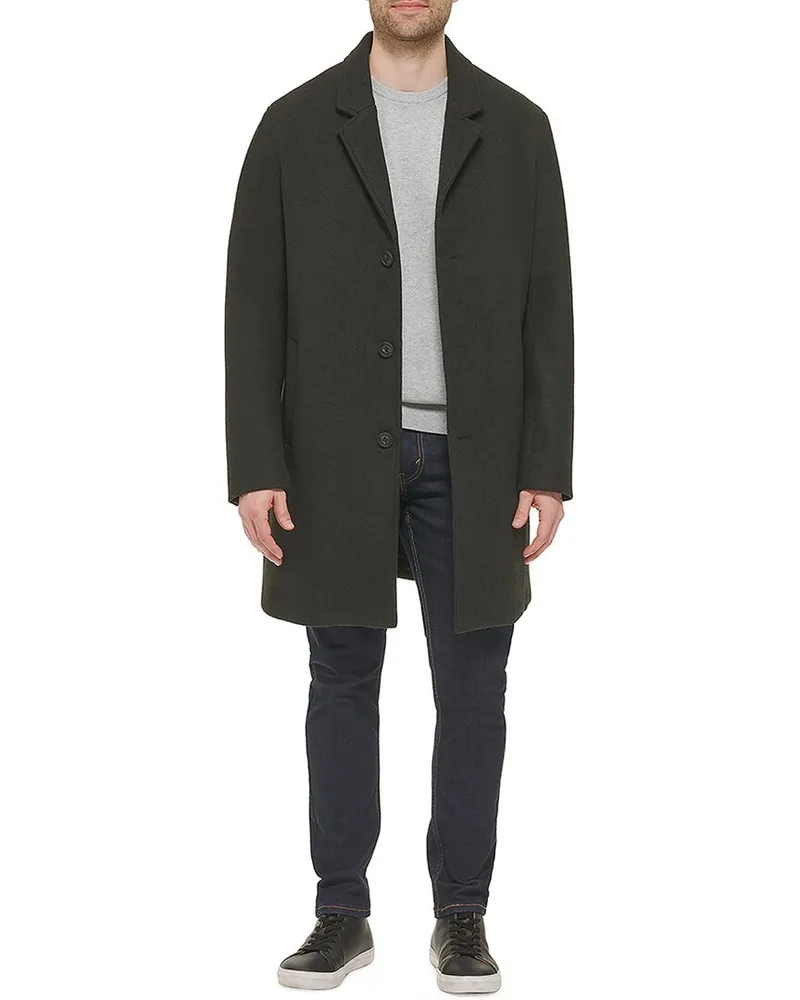 COLE HAAN Wool-Blend Top Coat Black