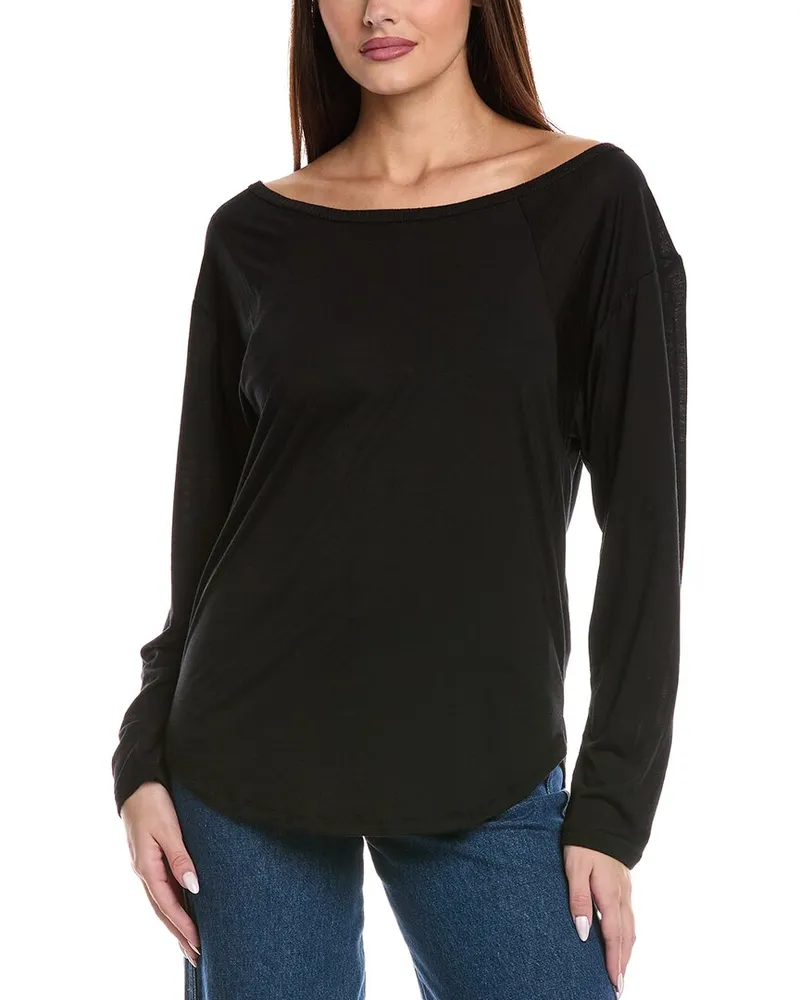 Majestic Wool-Blend Top Black