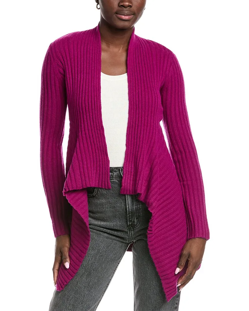 Autumn Cashmere Rib Drape Cashmere & Wool-Blend Cardigan Pink