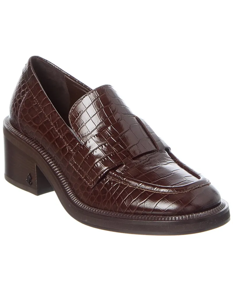 Jimmy Choo Tylor 60 Croc-Embossed Leather Loafer Brown