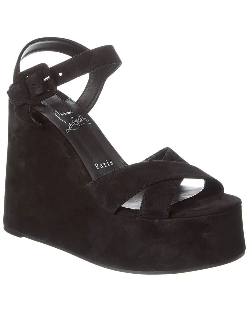 Christian Louboutin Supramariza 130 Suede Wedge Sandal Black