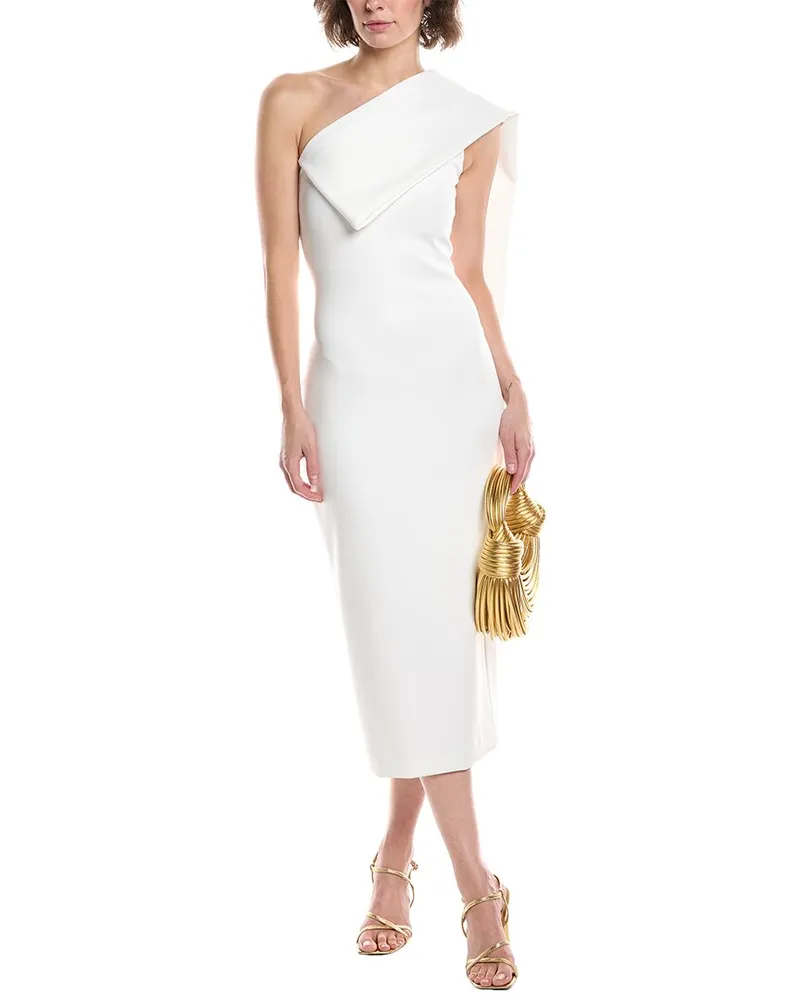 Black Halo Dolores Cocktail Midi Dress White