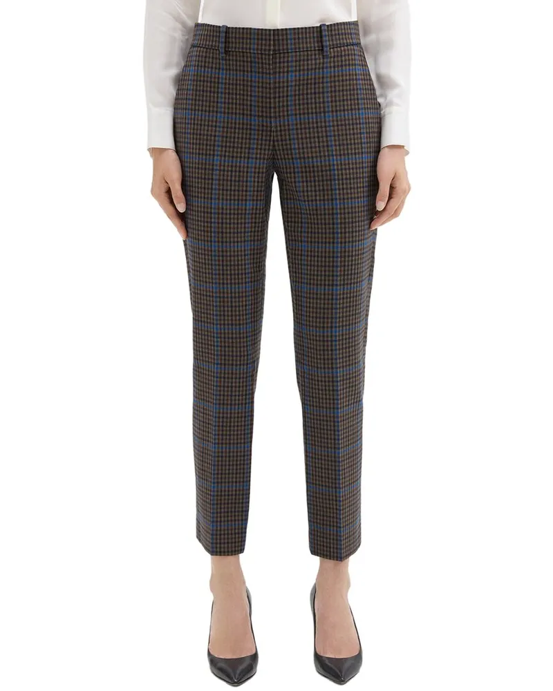 Theory Testra Wool-Blend Pant Brown