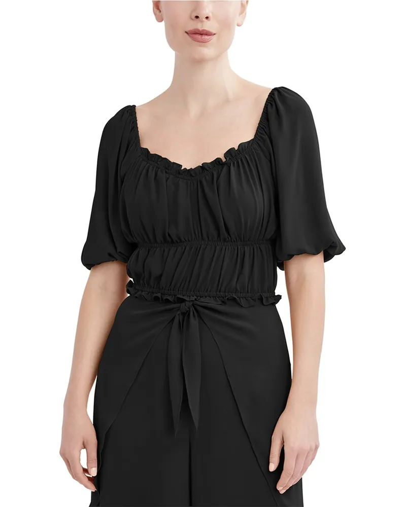 BCBGMAXAZRIA Linen-Blend Top Nocolor