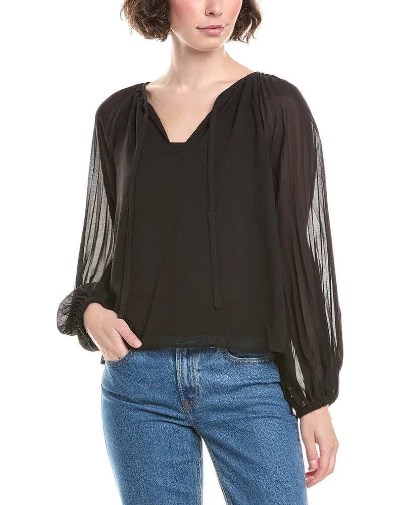 Bella Dahl Pleated Raglan Blouse Black