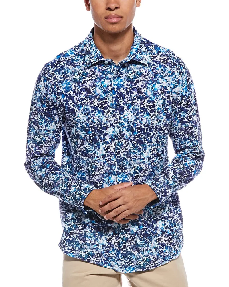 Robert Graham Harrison Classic Fit Knit Shirt Blue