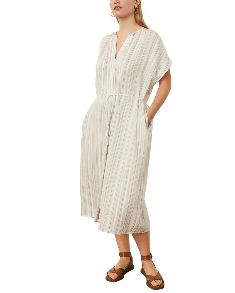 Vince Drapey Stripe Shirred Dress Nocolor