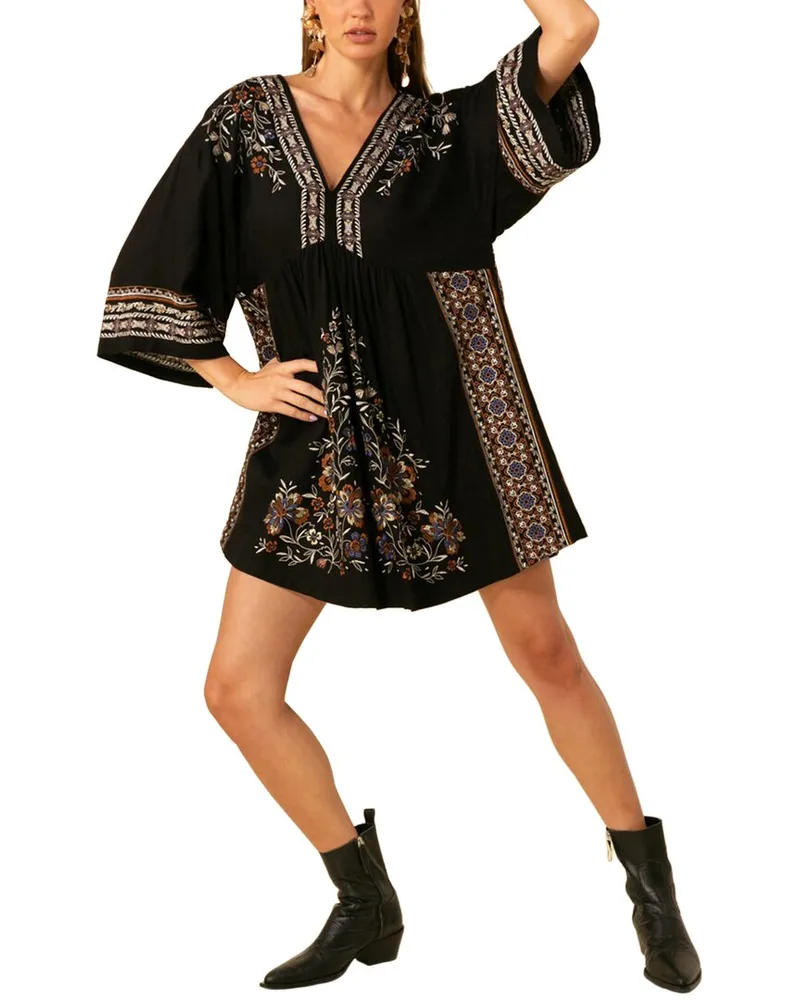 Hale Bob Camryn Linen-Blend Dress Black