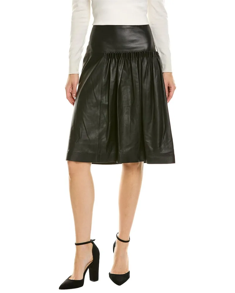 Ferragamo Leather Knee Length Skirt Nocolor