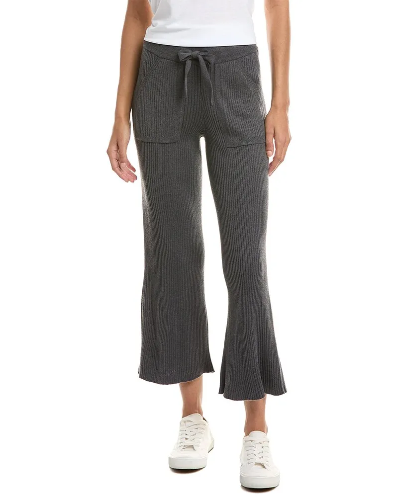 Splendid Rib Knit Wide Leg Crop Pant Grey