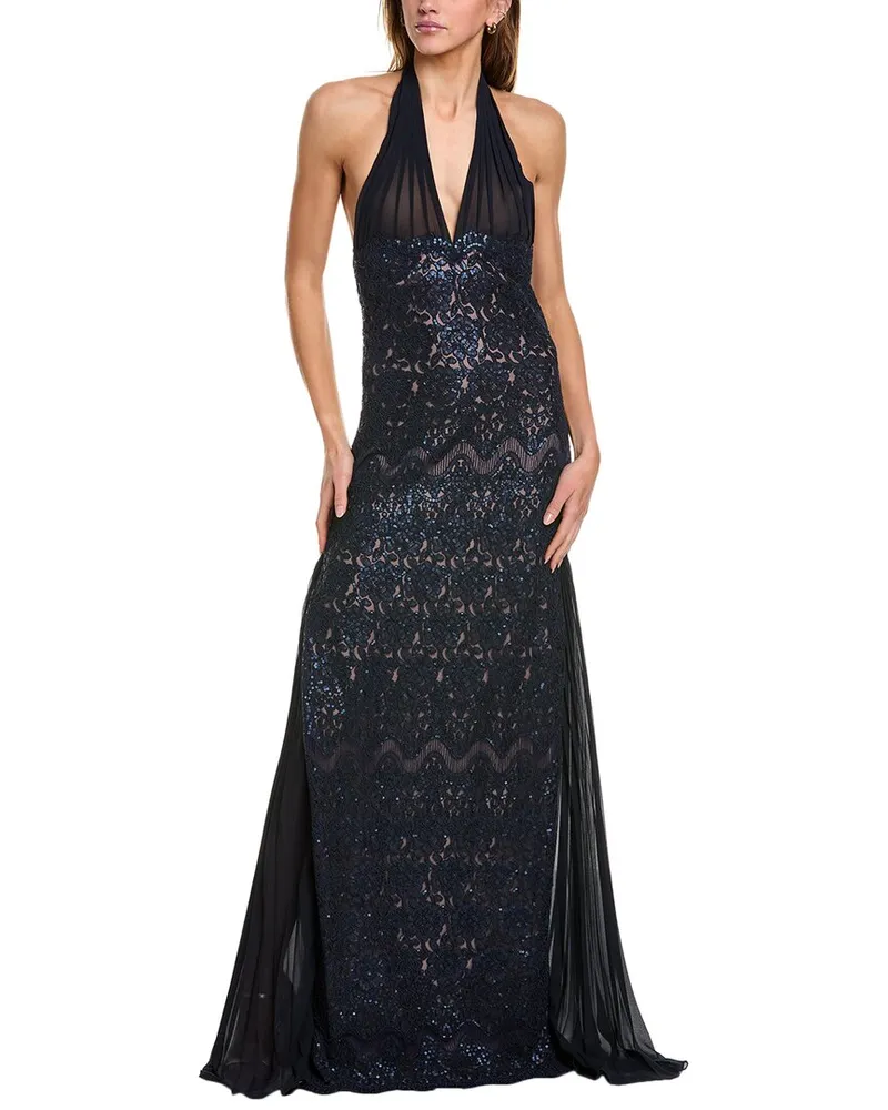 Tadashi Shoji Halter Gown Blue