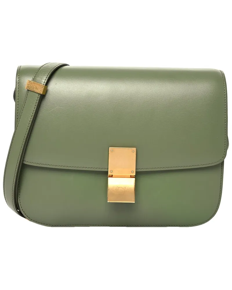 Celine Kaki Vache Liegee Leather Medium Classic Box Flap Bag (Authentic Pre-  Loved Nocolor