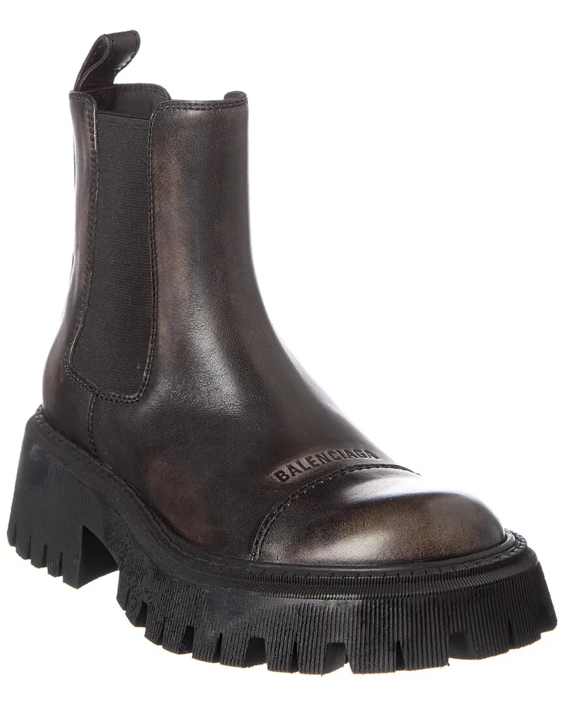 Balenciaga Tractor Leather Bootie Black