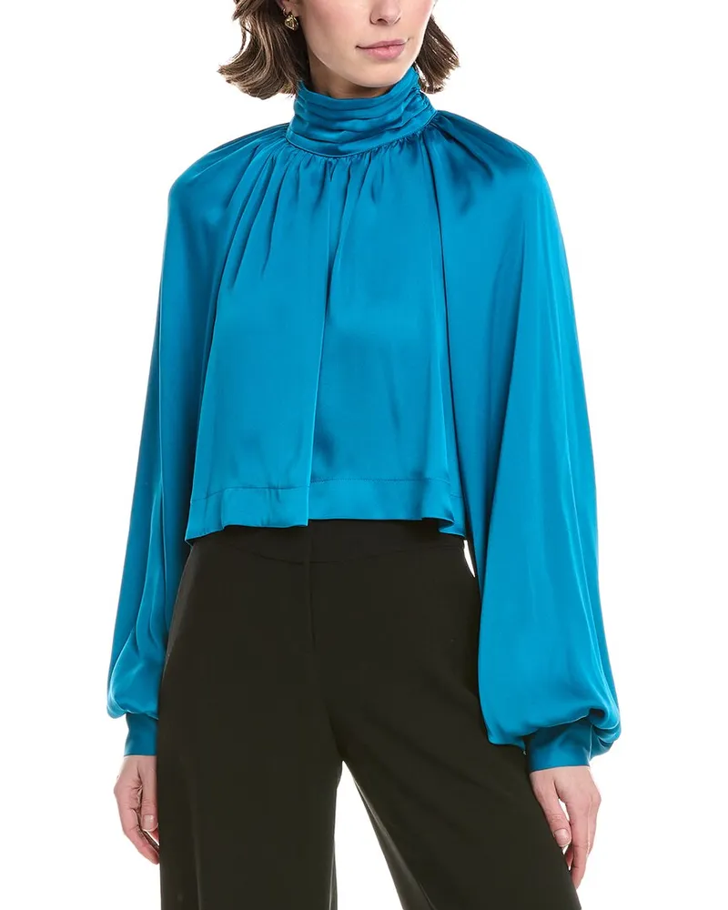 BCBGMAXAZRIA Cropped Blouse Blue