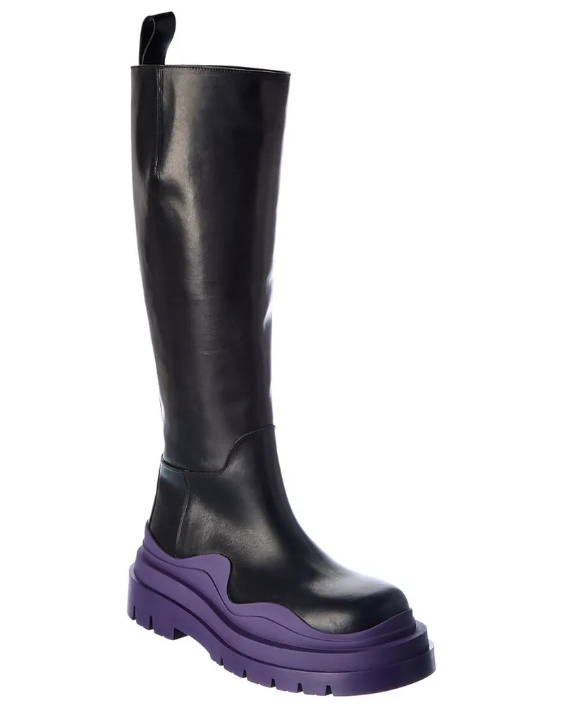 Bottega Veneta The Tire High Leather Boot Black