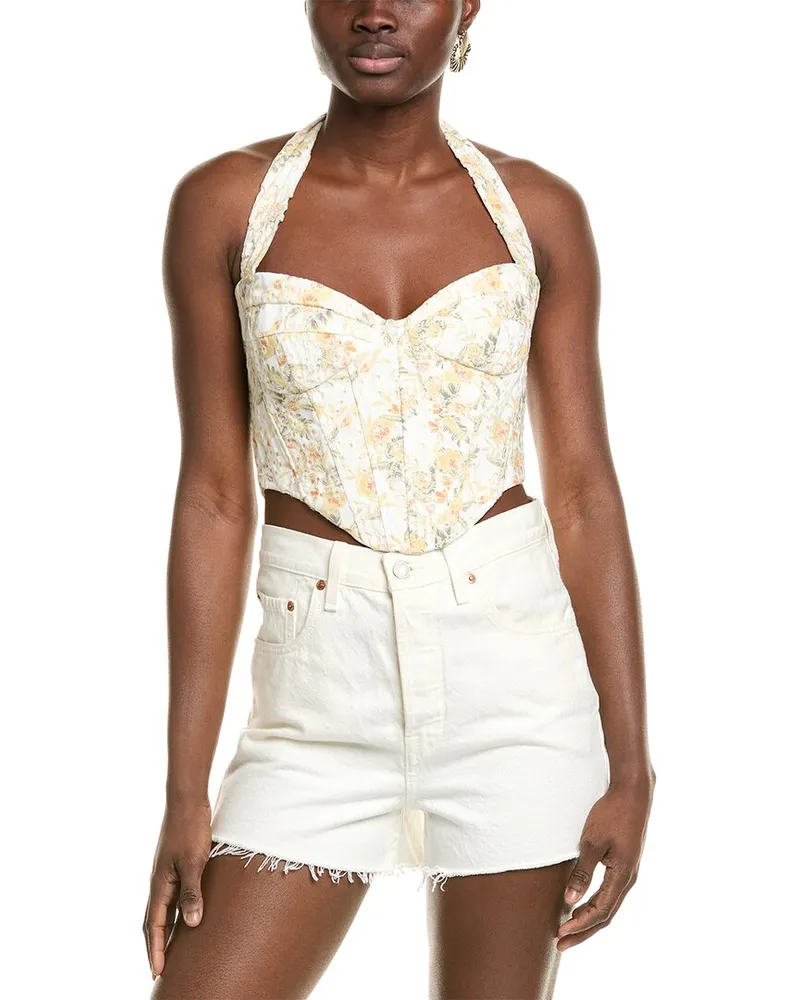 Bardot Pollie Halter Corset Top Yellow