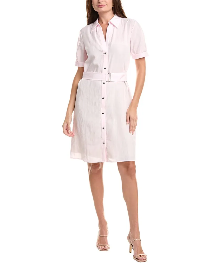 Vince Cuffed Belted Shirtdress Pink