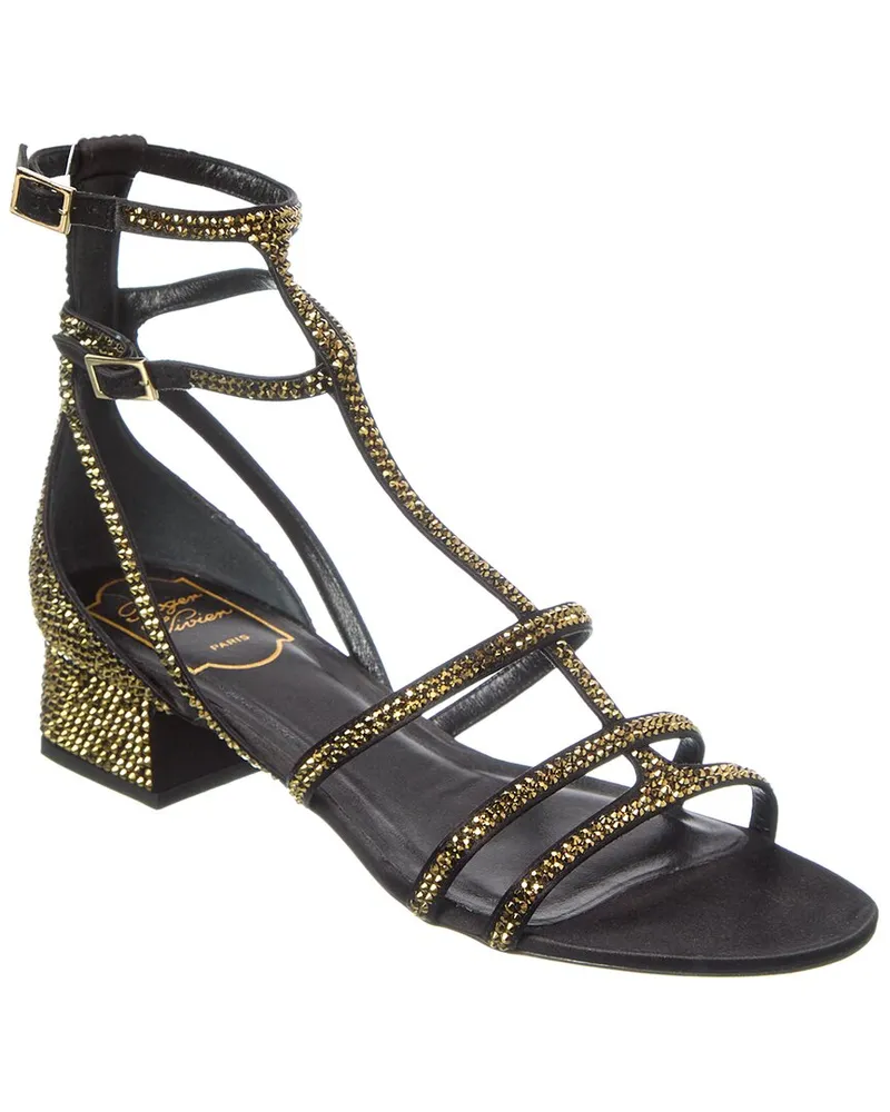 Roger Vivier Strass Satin Sandal Black