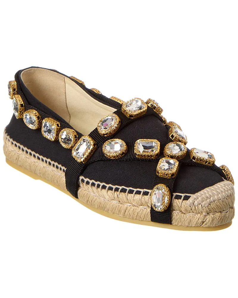 Gucci Crystal Canvas Espadrille Black