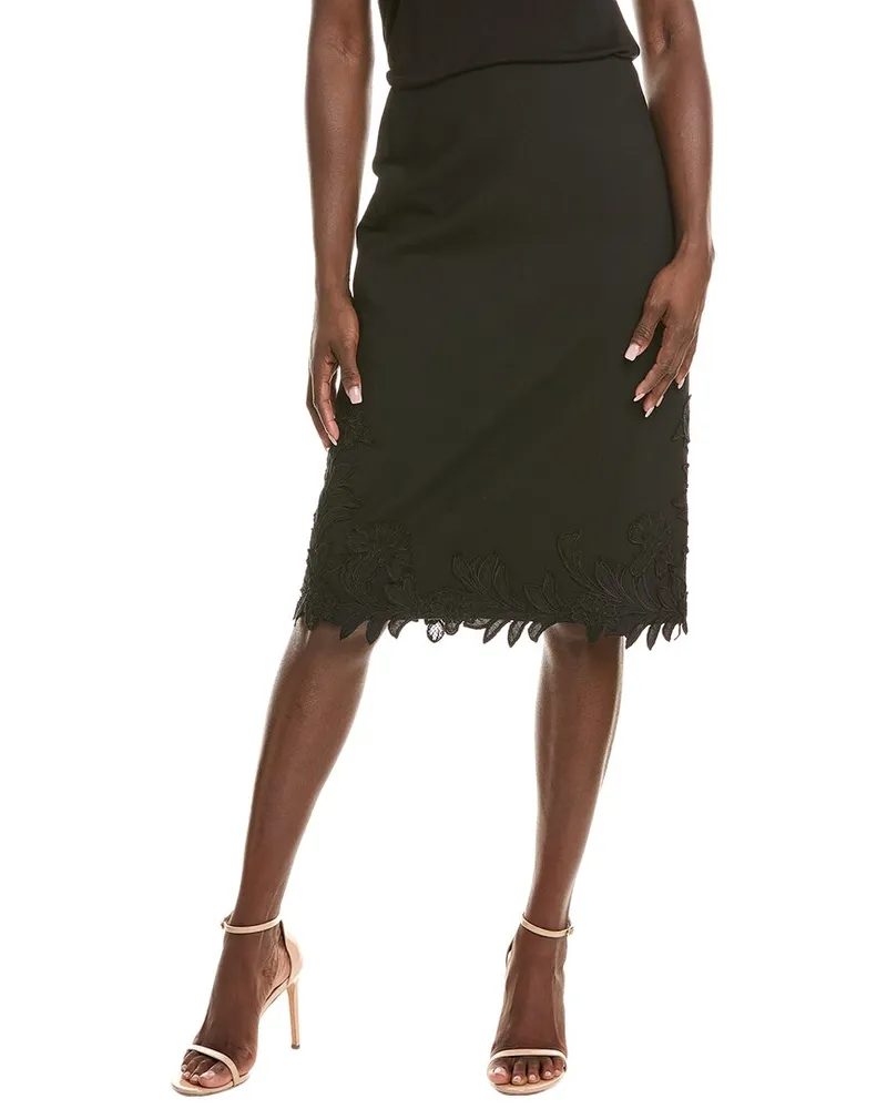 Oscar de la Renta Woven Wool & Silk-blend Skirt Black