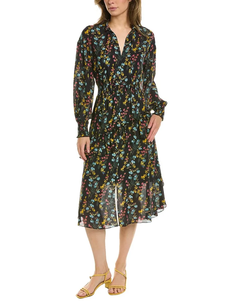 Marchesa Floral Midi Dress Black