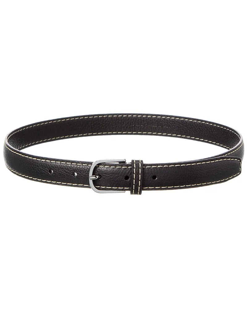 Totême Stitch Detail Leather Belt Black