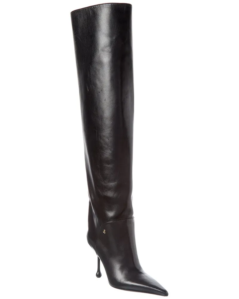 Jimmy Choo Cycas KB 95 Leather Knee-High Boot Black