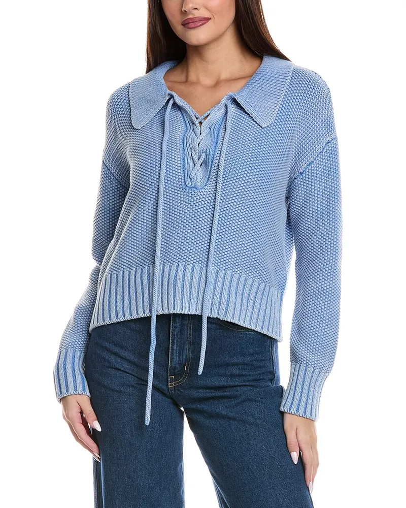 Splendid Roxie Lace-Up Sweater Blue