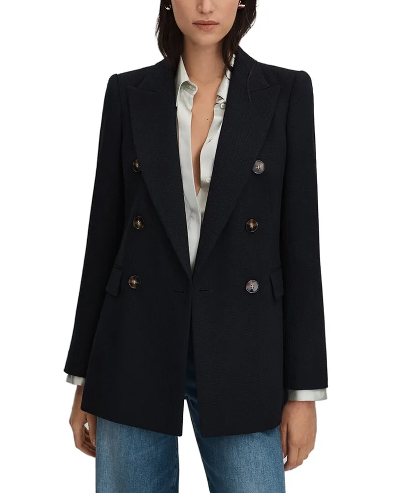 Reiss Lana Wool-Blend Twill Jacket Navy
