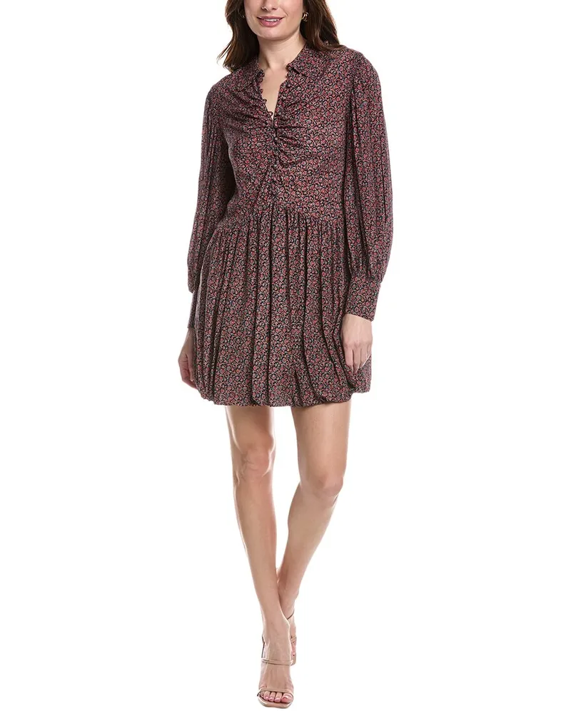 Rebecca Taylor Wren Fleur Silk Shirtdress Blue
