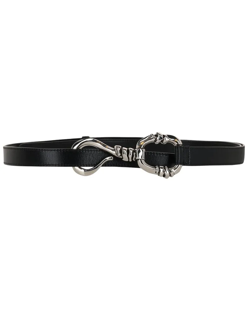 Alexander McQueen Thin Waist Leather Hook Belt Black