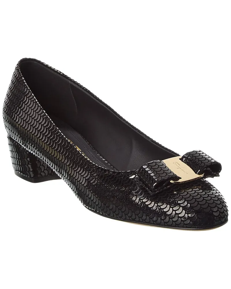 Ferragamo Vara Bow Suede Pump Black