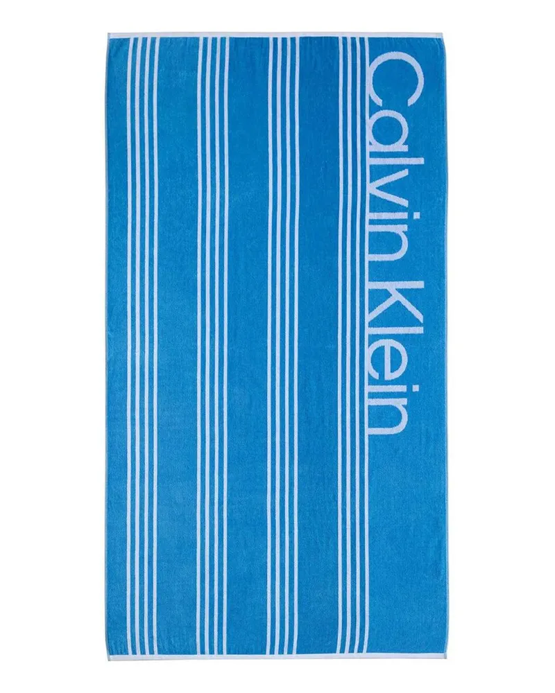 Calvin Klein Pinstripe Logo Velour Beach Towel Set Nocolor