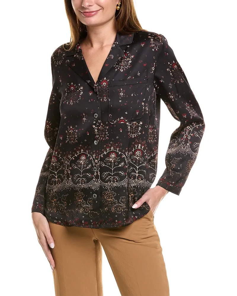 Rebecca Taylor Gossamer Printed Blouse Black