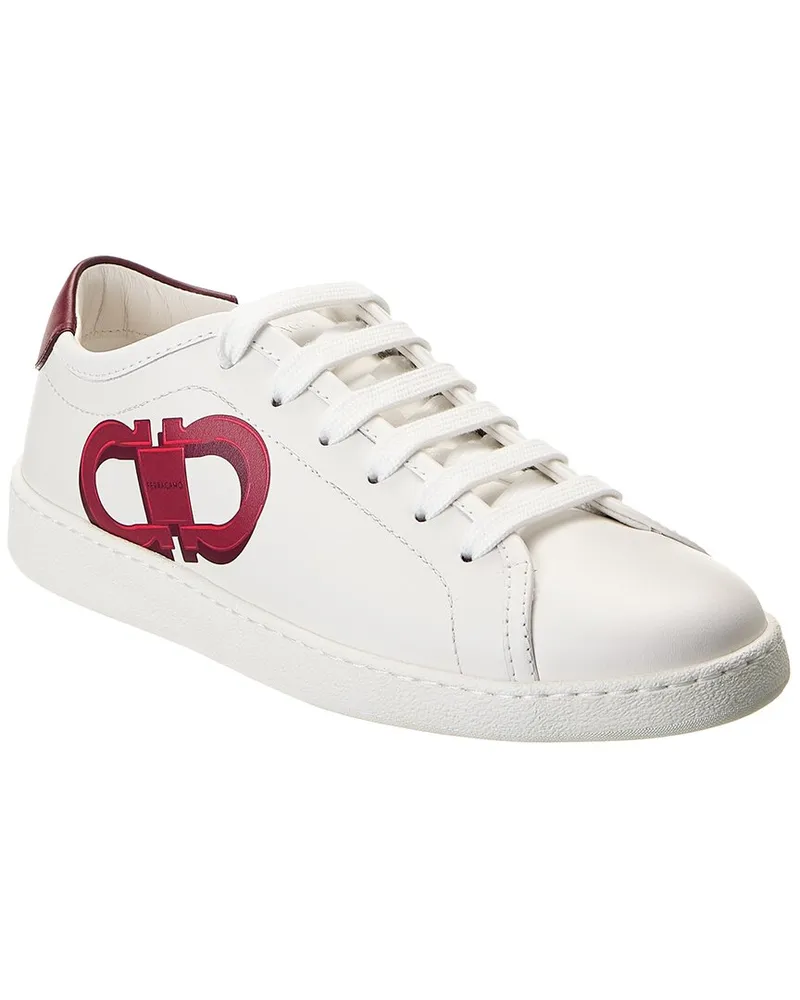 Ferragamo Brandy Leather Sneaker White