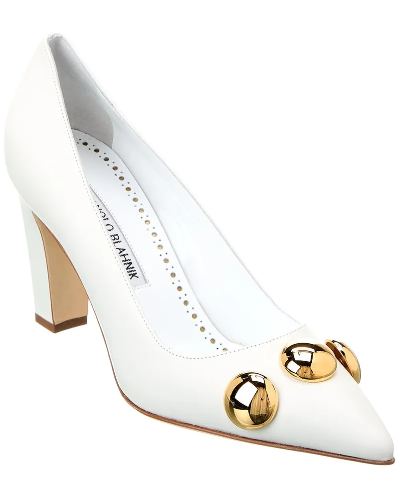 Manolo Blahnik Chappa 90 Leather Pump White