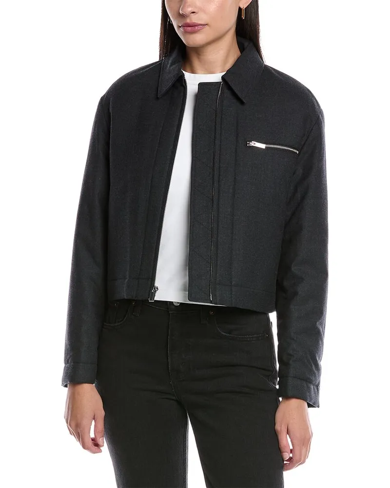 Theory Crop Wool-Blend Jacket Gray